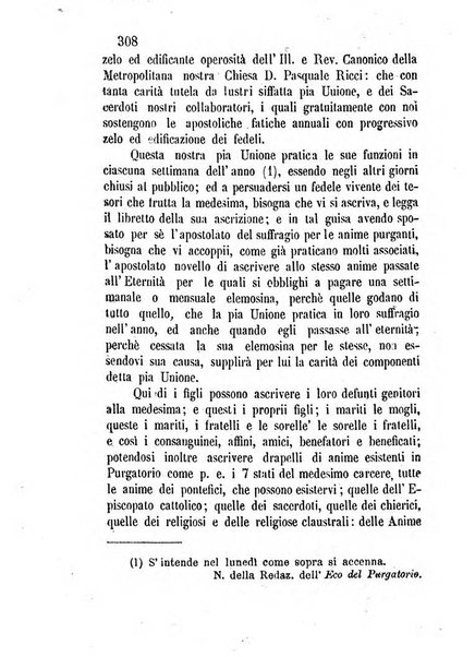 L'eco del Purgatorio pubblicazione mensuale indirizzata al suffragio de' fedeli defunti