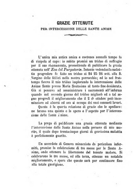 L'eco del Purgatorio pubblicazione mensuale indirizzata al suffragio de' fedeli defunti