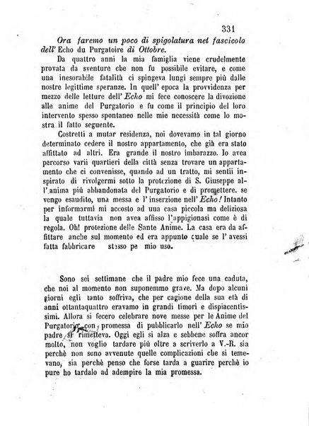 L'eco del Purgatorio pubblicazione mensuale indirizzata al suffragio de' fedeli defunti