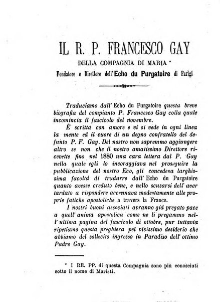 L'eco del Purgatorio pubblicazione mensuale indirizzata al suffragio de' fedeli defunti