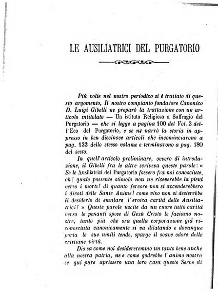 L'eco del Purgatorio pubblicazione mensuale indirizzata al suffragio de' fedeli defunti