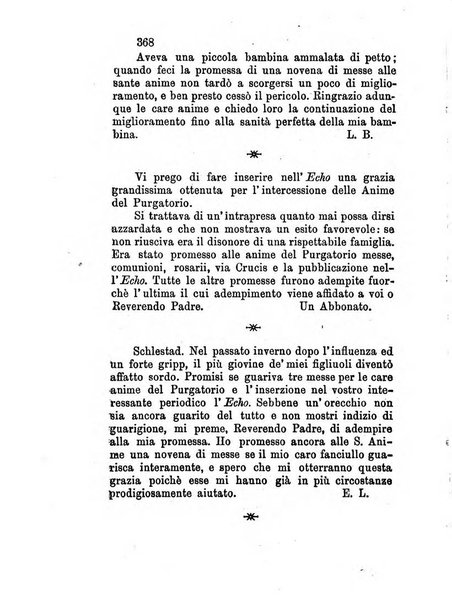 L'eco del Purgatorio pubblicazione mensuale indirizzata al suffragio de' fedeli defunti