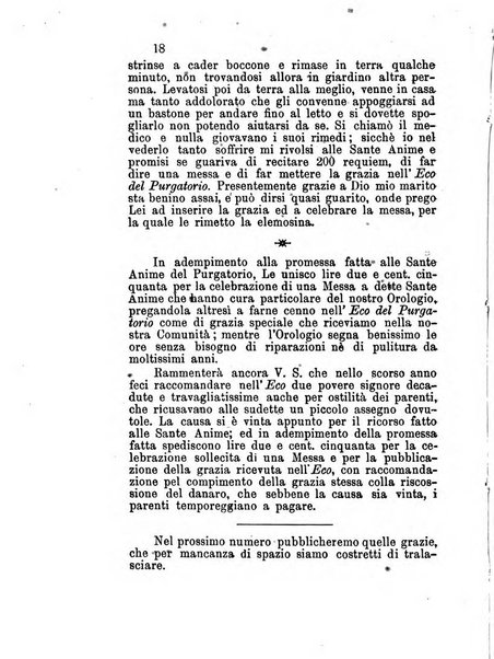 L'eco del Purgatorio pubblicazione mensuale indirizzata al suffragio de' fedeli defunti