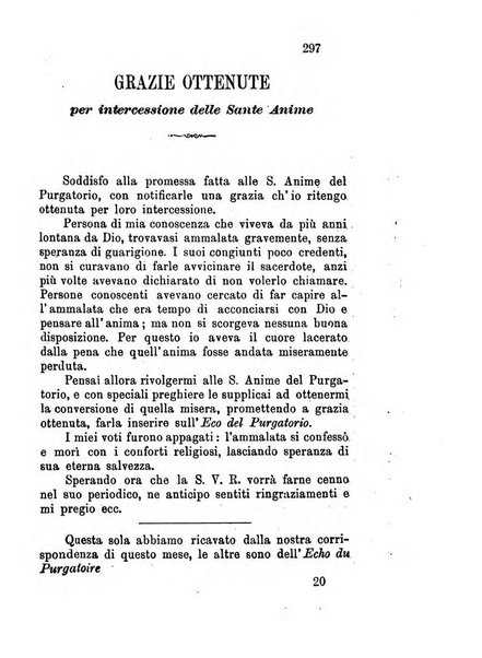 L'eco del Purgatorio pubblicazione mensuale indirizzata al suffragio de' fedeli defunti