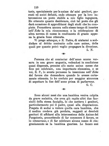 L'eco del Purgatorio pubblicazione mensuale indirizzata al suffragio de' fedeli defunti