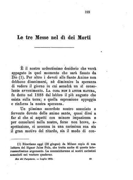 L'eco del Purgatorio pubblicazione mensuale indirizzata al suffragio de' fedeli defunti