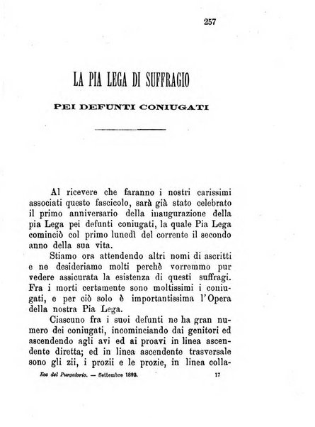 L'eco del Purgatorio pubblicazione mensuale indirizzata al suffragio de' fedeli defunti