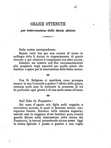 L'eco del Purgatorio pubblicazione mensuale indirizzata al suffragio de' fedeli defunti