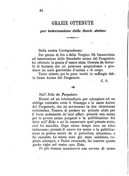 L'eco del Purgatorio pubblicazione mensuale indirizzata al suffragio de' fedeli defunti