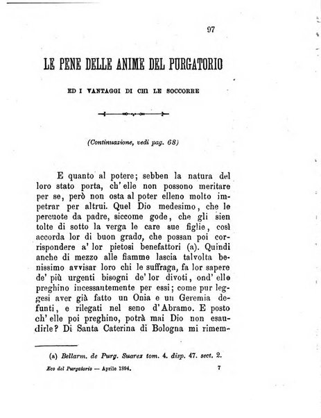 L'eco del Purgatorio pubblicazione mensuale indirizzata al suffragio de' fedeli defunti