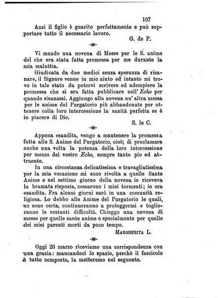 L'eco del Purgatorio pubblicazione mensuale indirizzata al suffragio de' fedeli defunti