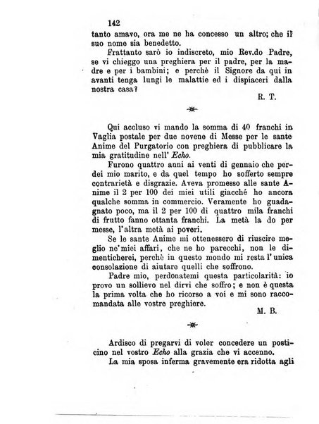 L'eco del Purgatorio pubblicazione mensuale indirizzata al suffragio de' fedeli defunti