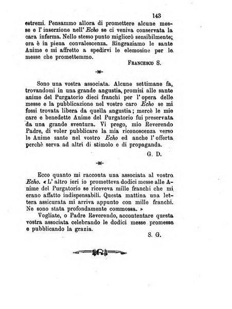 L'eco del Purgatorio pubblicazione mensuale indirizzata al suffragio de' fedeli defunti