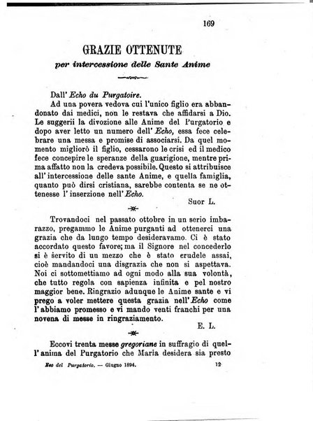 L'eco del Purgatorio pubblicazione mensuale indirizzata al suffragio de' fedeli defunti