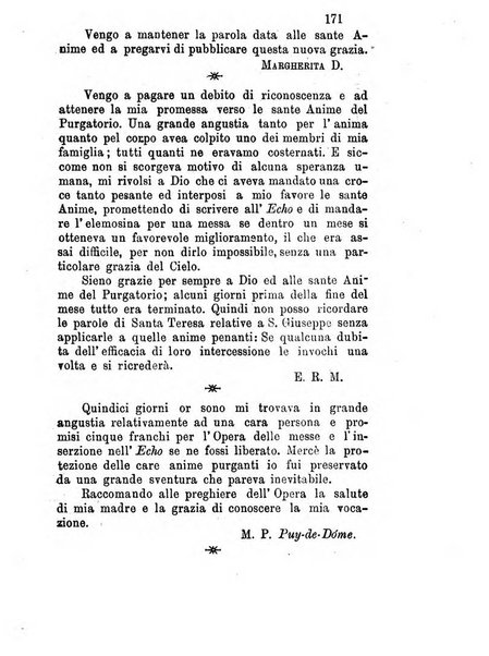 L'eco del Purgatorio pubblicazione mensuale indirizzata al suffragio de' fedeli defunti