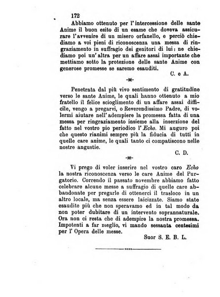 L'eco del Purgatorio pubblicazione mensuale indirizzata al suffragio de' fedeli defunti