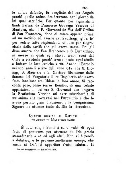 L'eco del Purgatorio pubblicazione mensuale indirizzata al suffragio de' fedeli defunti