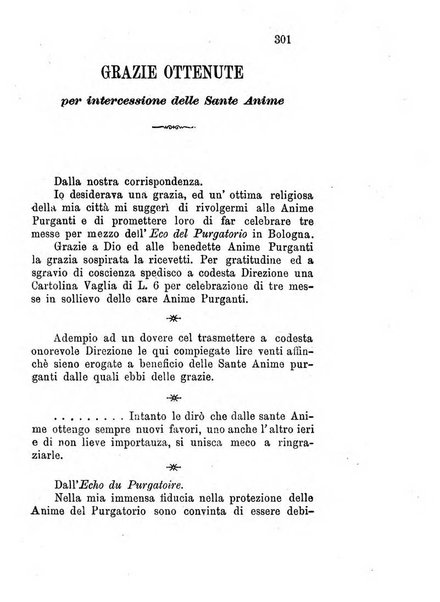 L'eco del Purgatorio pubblicazione mensuale indirizzata al suffragio de' fedeli defunti