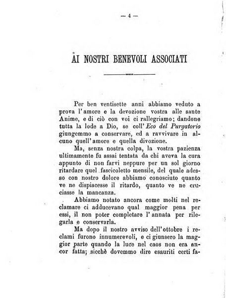 L'eco del Purgatorio pubblicazione mensuale indirizzata al suffragio de' fedeli defunti