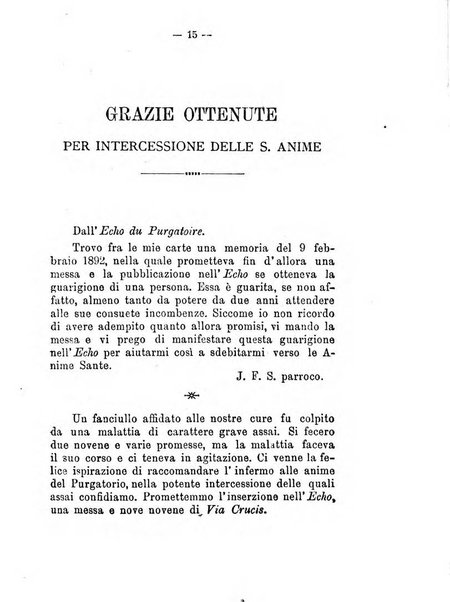 L'eco del Purgatorio pubblicazione mensuale indirizzata al suffragio de' fedeli defunti