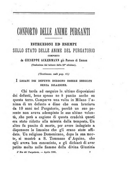 L'eco del Purgatorio pubblicazione mensuale indirizzata al suffragio de' fedeli defunti