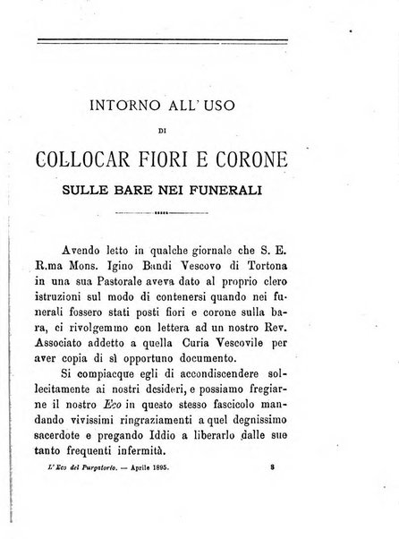 L'eco del Purgatorio pubblicazione mensuale indirizzata al suffragio de' fedeli defunti