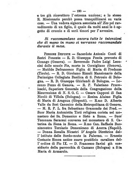 L'eco del Purgatorio pubblicazione mensuale indirizzata al suffragio de' fedeli defunti