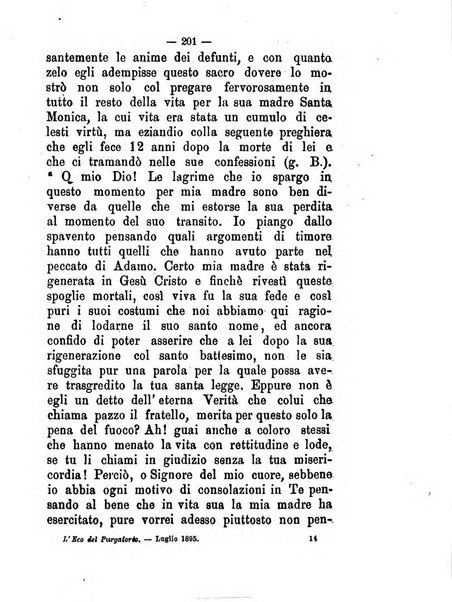 L'eco del Purgatorio pubblicazione mensuale indirizzata al suffragio de' fedeli defunti