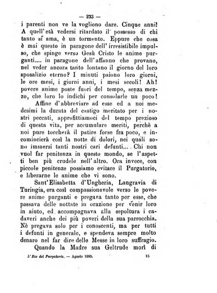 L'eco del Purgatorio pubblicazione mensuale indirizzata al suffragio de' fedeli defunti