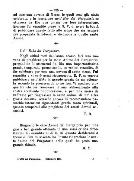 L'eco del Purgatorio pubblicazione mensuale indirizzata al suffragio de' fedeli defunti