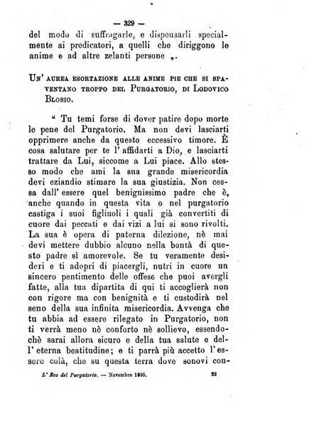 L'eco del Purgatorio pubblicazione mensuale indirizzata al suffragio de' fedeli defunti