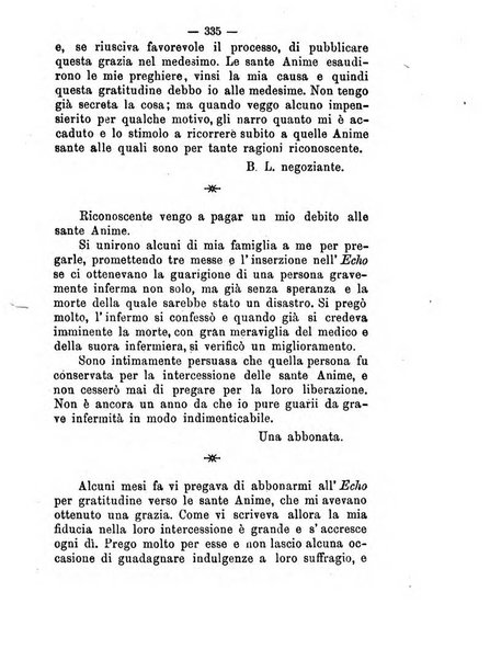 L'eco del Purgatorio pubblicazione mensuale indirizzata al suffragio de' fedeli defunti