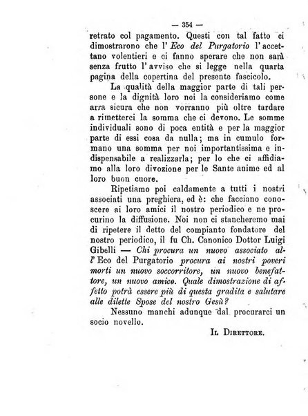 L'eco del Purgatorio pubblicazione mensuale indirizzata al suffragio de' fedeli defunti