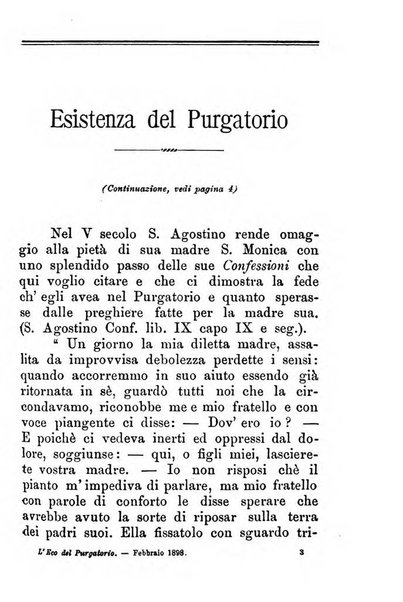 L'eco del Purgatorio pubblicazione mensuale indirizzata al suffragio de' fedeli defunti