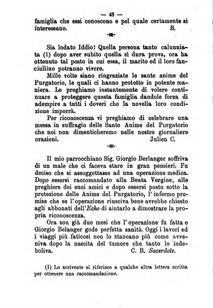 L'eco del Purgatorio pubblicazione mensuale indirizzata al suffragio de' fedeli defunti