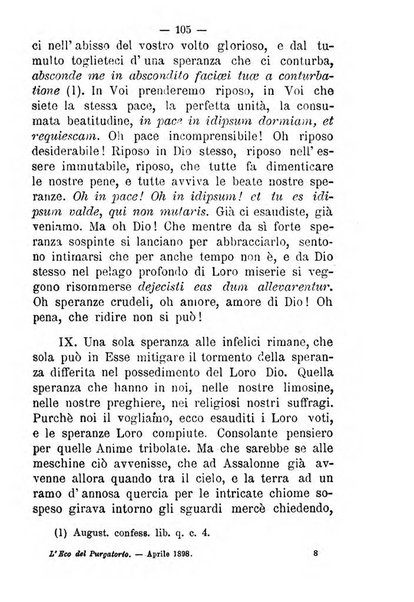 L'eco del Purgatorio pubblicazione mensuale indirizzata al suffragio de' fedeli defunti