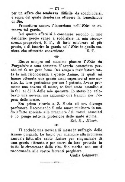 L'eco del Purgatorio pubblicazione mensuale indirizzata al suffragio de' fedeli defunti