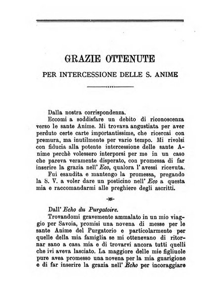 L'eco del Purgatorio pubblicazione mensuale indirizzata al suffragio de' fedeli defunti