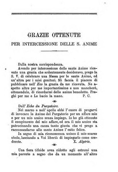 L'eco del Purgatorio pubblicazione mensuale indirizzata al suffragio de' fedeli defunti