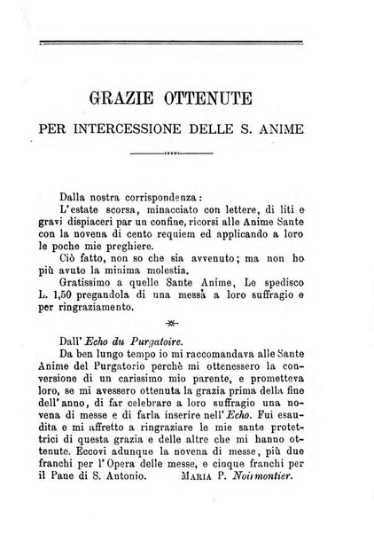 L'eco del Purgatorio pubblicazione mensuale indirizzata al suffragio de' fedeli defunti