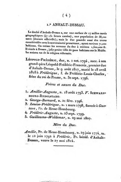 Annuaire généalogique et historique renfermant des détails sur toutes les Maisons Souveraine d'Europe