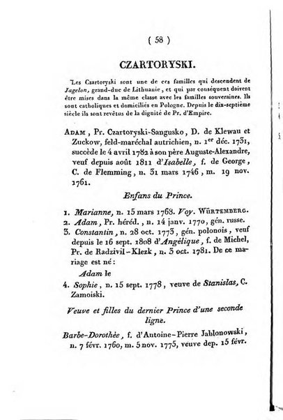 Annuaire généalogique et historique renfermant des détails sur toutes les Maisons Souveraine d'Europe