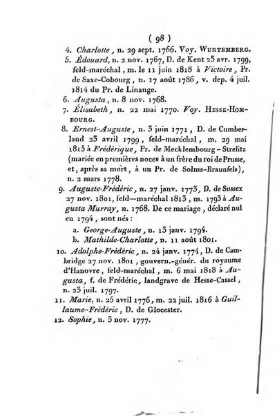 Annuaire généalogique et historique renfermant des détails sur toutes les Maisons Souveraine d'Europe