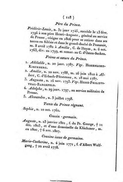 Annuaire généalogique et historique renfermant des détails sur toutes les Maisons Souveraine d'Europe