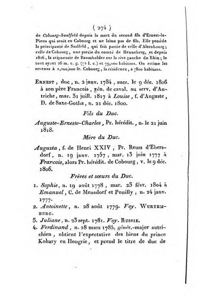 Annuaire généalogique et historique renfermant des détails sur toutes les Maisons Souveraine d'Europe