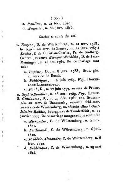 Annuaire généalogique et historique renfermant des détails sur toutes les Maisons Souveraine d'Europe