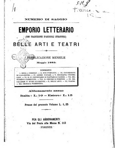 Emporio letterario delle arti e teatro con traduzione di articoli stranieri