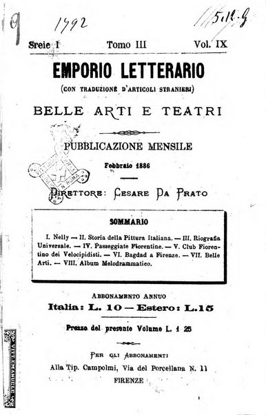 Emporio letterario delle arti e teatro con traduzione di articoli stranieri