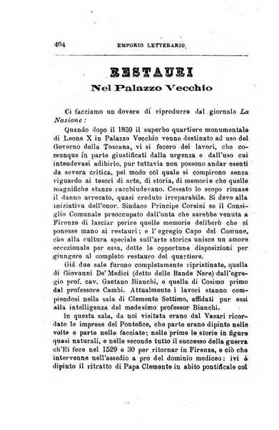 Emporio letterario delle arti e teatro con traduzione di articoli stranieri