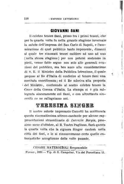 Emporio letterario delle arti e teatro con traduzione di articoli stranieri